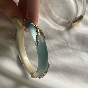 Alexis Bittar teal magnetic clasp lucite bracelet